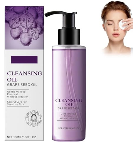 Gentle Oil Cleanser, ansiktsrengöring och sminkborttagning, anftig, färsk rengöringsolja, med druvkärneolja, en lätt, rengör ansiktet försiktigt från make-up, lämplig för alla hudtyper