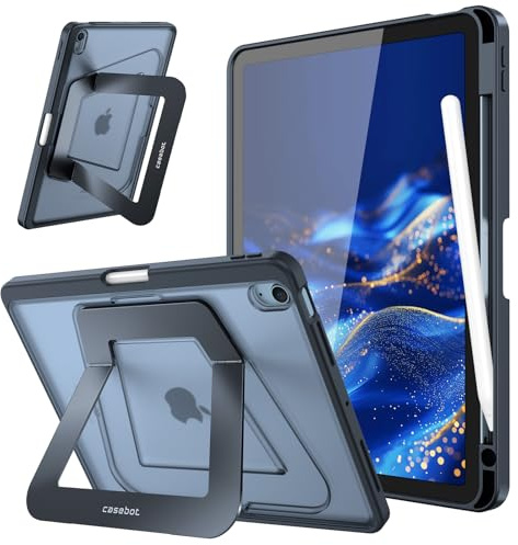 Fintie Hülle für iPad Air 11 Zoll, iPad Air 5./4. Generation 10,9 Zoll | Schutzhülle mit Stifthalter & Metall-Ständer – Stoßfeste, Schlanke, matte Rückseite, flexible Blickwinkel, Schwarz
