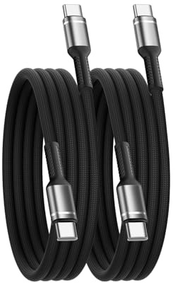 MMSANG USB C to USB C 2Pack 1M, 60W Fast Charging Cable Type C Cable | USBC Charge Lead for iPhone 17 16 15 Pro Max Plus MacBook iPad Pro/Air Samsung Galaxy S24 S23/S22/S21 Ultra Pixel 8 Switch