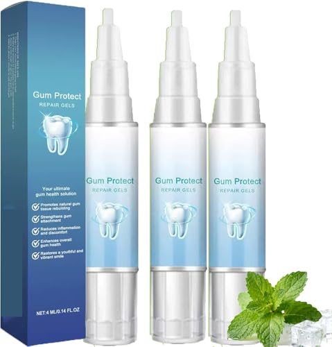 Gum Protect Repair gel, tandblekningsgel, tandköttsbehandling, reparation och skydd av tandkräm, djuprengöring av tandköttet, omedelbar tandblekningspenna för män och kvinnor (3 stycken)