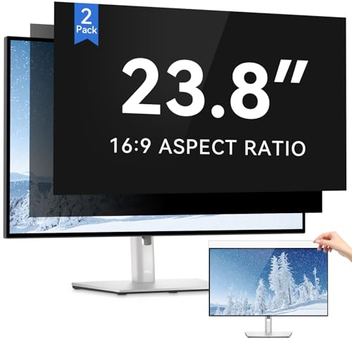 IPROKKO 2 Stück 23.8 Zoll Computer Sichtschutzfolie for 16:9 Monitor, Abnehmbarer Sichtschutz Anti Blaulicht Blendschutz Blickschutzfolie Displayschutz Blickschutzfilter für Hp Dell Acer Lenovo