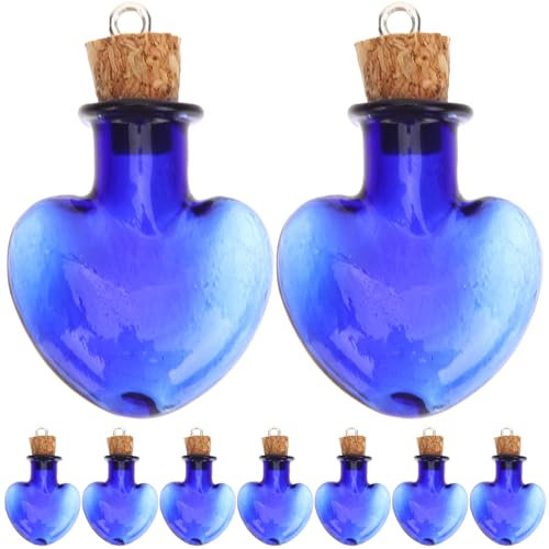Vidrio Azul con Tapón de Corcho 10 Botellas Pequeñas para Manualidades