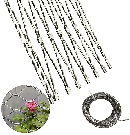 VXHCS Corde en acier inoxydable 304 10 cm/2 mm de sécurité pour garde-corps d'escalier 2 mm Filet de clôture de jardin (1,5 x 4 m)