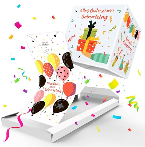 Gleemix Explosionsbox Geburtstag Feierzeit, Pop Up Box Gutschein Geburtstag, Happy Birthday Lustige Geburtstagskarte, Geschenkbox Explosionsbox Konfetti, Mystery Box Für Kollegen Familie Kinder