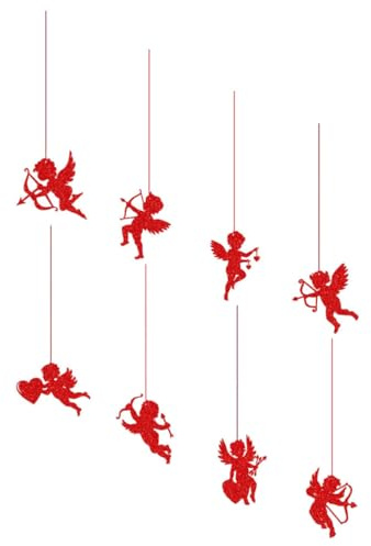 JUMPLAWN 8 Adornos Colgantes de Cupido de Papel para Decoración Romántica de San Valentín Bodas y Hogar Paquete de 8 Piezas Decoraciones Colgantes para Puertas y Paredes