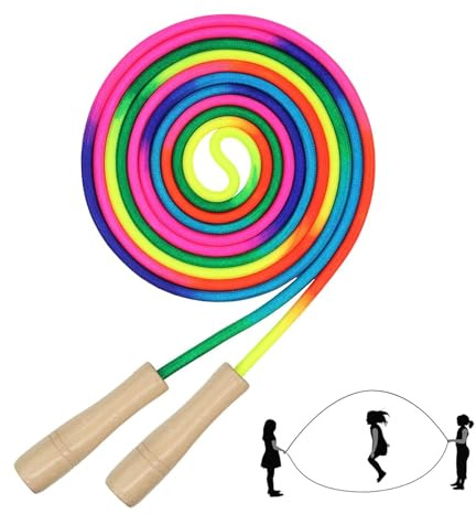 Rainbow Multiplayer 5M/16FT Adjustable Double Skipping Rope for Girls and Boys, Outdoor Sports and School Activities