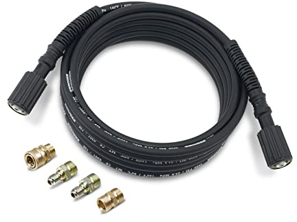 Kärcher 25' High Pressure Extension Hose for Pressure Washers up to 3600 PSI - with Adapters Included - Quick Connect or M22 Fitting