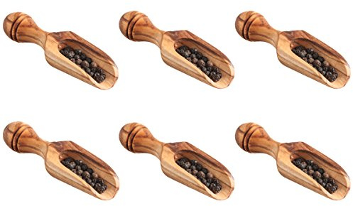 6-TLG Olivenholz Küchen-Set bestehend aus 6 Gewürzschippen aus Olivenholz (6-TLG 7 cm)