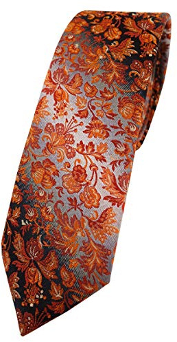TigerTie schmale Designer Krawatte in geblümt gemustert