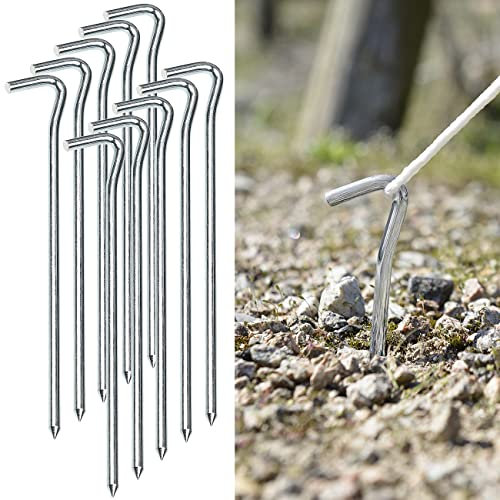 Semptec Urban Survival Technology Zeltheringe: 10er-Set XL-Stahl-Zelthaken für alle Bodenarten, 21 cm lang, 6 mm dick (Zelt Haken, Zelt-Hering, Erdspiess)