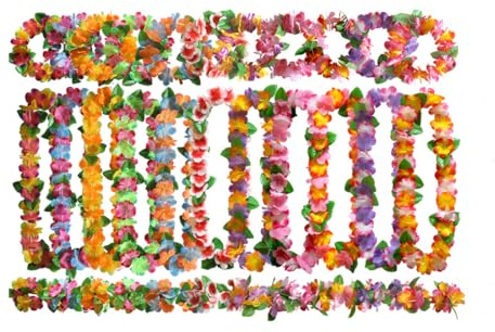 BangShou 40Stk Bunten Hawaiiketten Hawaii Blumenketten mit Halsketten, Elastischen Stirnbänder und Armbänder für Party Favors, Strand und Themenbezogenen Geburtstage (40STK)