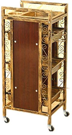 XBSLJ Friseurwagen Salon Trayley 4/5 Schichten Retro Beauty Rolling Cart Friseur Friseur Aufbewahrungsschublade Haarstyling-Tool Mobile SPA Friseur Möbel mit Haartrockner Halter, A, 4 Ebenen
