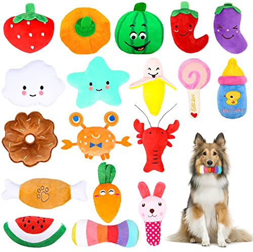 AOKEASE Giochi per Cani, 18 Pezzi Giochi Cane, giochi per cani cuccioli, dog squeaky toy, Gioco Interattivi, Giocattoli da Masticare Regalo per Cuccioli di Taglia Piccola e Cani di Media.