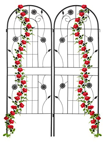 Relaxdays Rankgitter, 2er Set, 150 x 50 x 1,5 cm, Metall, Rankhilfe für Kletterpflanzen, freistehend, zum Stecken, schwarz