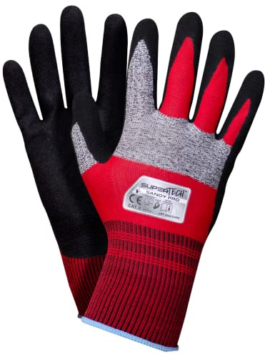 Trevendo Super Tech Sandy Pro - Nylon Arbeitshandschuhe mit Nitril-Mikroschaumbeschichtung und Spandex Futter - Sicherheitshandschuhe - Damen und Herren - Garten - KFZ - Logistik, Größe 8, 12 Paar