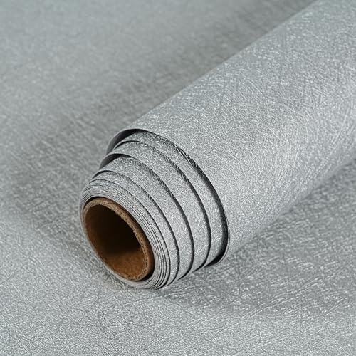 LOVADA Peel and Stick-tapeter, silvergrå, väggpapper i silke – 40 x 760 cm, självhäftande tapet, skala av och klistra på, lätt att klistra på väggkontaktpapper för ställ, bord, bord,