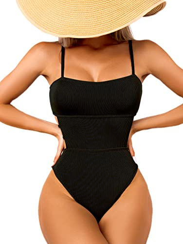 USUN Costume da Bagno Intero da Donna Costume da Bagno con Ritaglio Vita Alta Controllo della Pancia Costume Intero Monokini