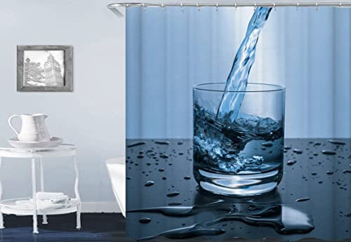 Gualiy Duschvorhang Waschbar, Duschvorhang Glas und Wasser Duschvorhang Stoff Antischimmel Bunt Badvorhang 150x180cm