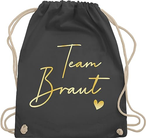 Turnbeutel Rucksack - JGA Junggesellenabschied Frauen - Team Braut Crew Bride - Unisize - Dunkelgrau - beutel brauttaschen bachelorette party junggesellinnenabschied tasche