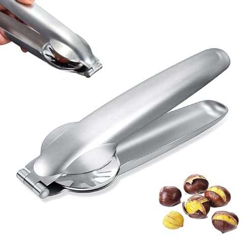 JLTXKST Maronizange,Chestnut Clip,Maroni Schneider Edelstahl, Kastaniennussknacker, Metall Nussknacker,für Walnüsse, Kastanien, Nüsse (Silber)