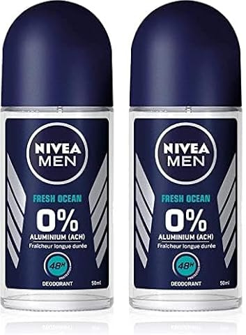 NIVEA MEN Déodorant Bille Fresh Ocean 0% (1 X 50 Ml), Déodorant Homme Protection 48 H, Soin Homme Sans Sel Aluminium & Sensation De Fraîcheur (Lot de 2)