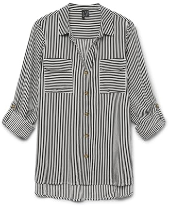 VERO MODA dam Vmbumpy L/S skjorta New WVN Noos långärmad blus, choklad tårta/ränder: Snow White, M EU, Choklad tårta/ränder: vit, M