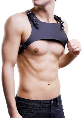 TUYMNI Herren Leder Body Brust Harness PU Leder Männer Brust Geschirr Punk Gothic Fetisch Bandage SM Fesseln Sexspielzeug Sex Kostüme Sexy Sklave Clubwear für Paare Extrem Sex
