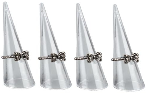 4er Set Acryl Ringhalter transparent für einzelne Fingerringe, 68x25mm - Schmuckorganizer für stilvolle Aufbewahrung, Präsentationsständer für Ringe, Ausstellungsständer für Juwelier Verkaufsvitrine