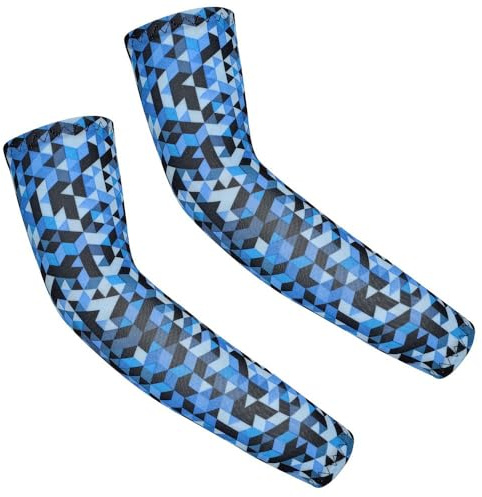 1 paio di polsini per bambini, maniche a maniche corte, protezione UV, traspirante, protezione solare per braccia, maniche per ragazzi e ragazze, ciclismo, baseball, sport all'aria aperta, blu reale,