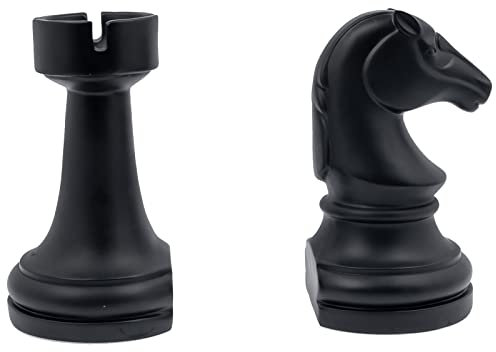 1 Pair Chess Bookends, Resin Decorative Bookends Black Heavy Book Ends Supports for Books, Book Ends for Office Home (16.5 x 10.6 cm)