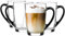 Glasmark KROSNO 1992 Verre à café avec anse Verre à thé Tasse 300 ml Verre robuste Passe au lave-vaisselle Poignée noire brillante