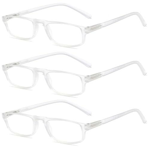 Lanomi 3er Pack Schmal Lesebrille Herren Damen Blaulichtfilter Lesehilfe Rechteckig Sehhilfe Federscharniere Anti Blaulicht Brille mit Sehstärke