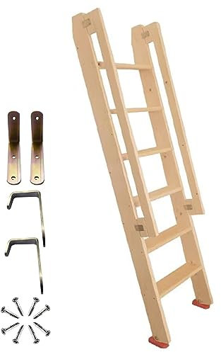 YTXFRHOD 3.7 Wide Rungs Top Bunk Ladder, 2 Handrails Loft Bed Ladder for Kids Disabled Elderly, Solid Wood Climbing Ladder with Hook Brackets, Rubber Foot Pads, Replacement Ladder Only (Si