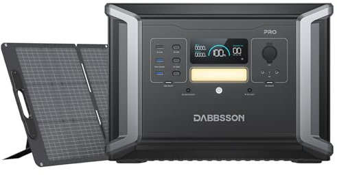 Dabbsson Generatore solare DBS2100Pro con pannello solare da 120W, centrale elettrica portatile da 2400W e 2150Wh, capacità espandibile con batteria LiFePO4
