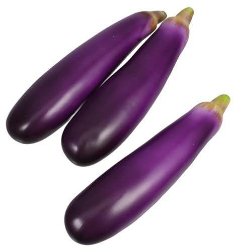 PRETYZOOM Melanzane Ornamenti Durevoli 3 Pezzi Artificiali in Schiuma Aspetto Realistico per Decorazioni Versatili in Cucina e Ufficio e Adatti a Tavoli