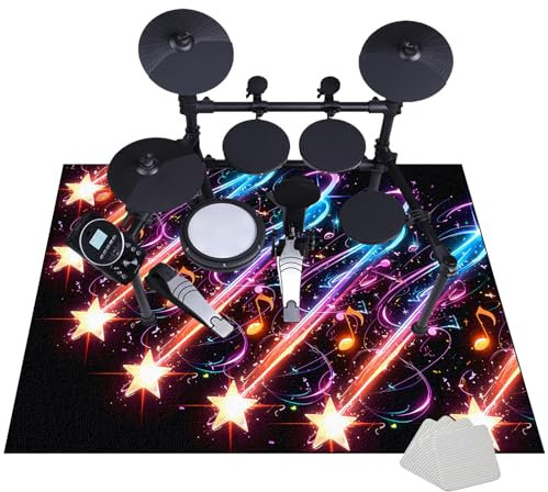 JaevKwzy Schlagzeugteppich | Professionelles rechteckiges Elektronisches Jazz Schlagzeug Kit für Bass Drum Snare Drum und andere Instrumente Teppich 140 x 100 cm | rutschfeste Schallschutzteppich