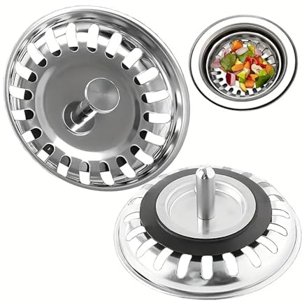2 Pcs Kitchen Sink Plug Strainer Rust Free Kitchen Sink Strainer Stainless Steel Sink Plugs Replacement for Food/Hair Catcher Hole Diameter 78mm