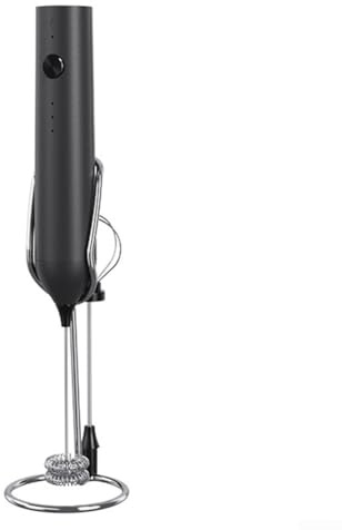 Juego de espumador de leche recargable de mano eléctrico para café con batidor de 3 velocidades ajustable, pequeña licuadora para chocolate caliente Frappe Latte (negro)