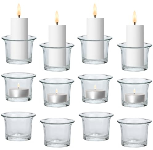 12er Set Modernes Teelichtglas Trefor Tischdeko aus Glas Transparent