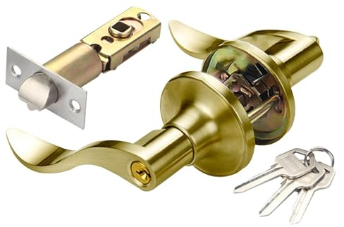 Cerradura de puerta, perilla de puerta, construcción resistente, mecanismo de bloqueo de diseño ergonómico, acabado plateado y dorado, aleación de zinc, fácil instalación, cerradura de palanca para el