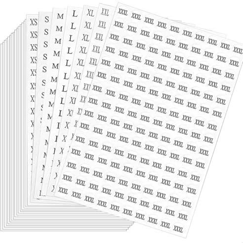 5250 Stück Kleidungsgrößen Aufkleber Etiketten, Selbstklebend Klebeetiketten Aufkleber für Kleidung Größe, Rund Größenetiketten Größenaufkleber Clothes Size Label Sticker (XS S M L XL XXL XXXL)