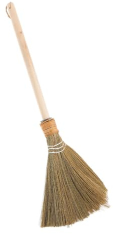 BESTYASH Natural Corn Whisk Broom Wood Handle, Handwoven Soft Bristle Sweeper 64cm 0.25kg, Detachable Handle for Indoor and Outdoor Floor Cleaning