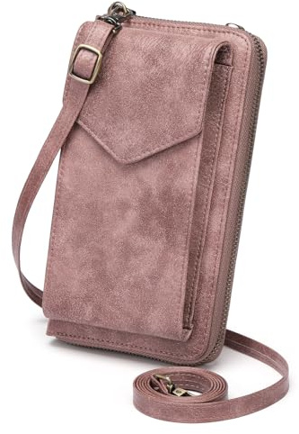 SENDEFN Crossbody Phone Bag for Women, Cross Body Handbags Phone Purse with Long Strap，Genuine Leather RFID Blocking Cell Phone Wallet