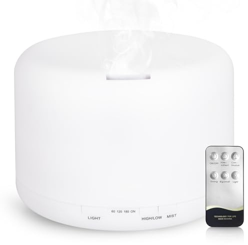 WD&CD Aroma Diffuser, 1000ML Ultraschall Luftbefeuchter Aromatherapie Öle Diffusor, Aroma Diffuser für Duftöle mit 7 Farben LED für Zuhause Büro Oder Yoga - Weiß