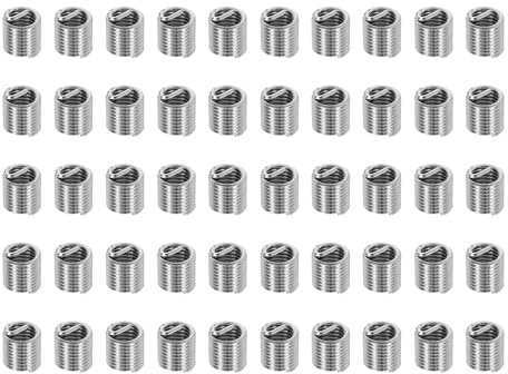 PATIKIL Wire Thread Inserts M6x1 Metric 2D 12mm, 50Pcs 304 Stainless Steel Helical Coiled Wire Screw Threaded Sleeve Sheath for Mechanical Equipment Automotive Repairs