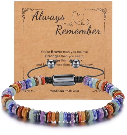 JSDDE Chakra Perlenarmband Natürliche Edelstein Armband für Damen Frauen Kristallarmband Glücksarmband Reiki Energietherapie Glückbringer Schmuck