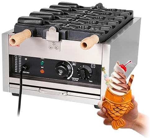 Commercial Taiyaki Waffle Maker, Non-stick Industrial Machine for Restaurant Cafe Snack Shop Food Stall