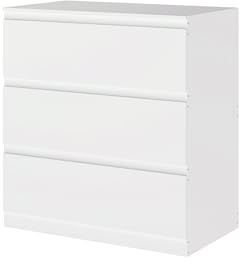 Songvas Kommode weiß mit 3 Schubladen, 70 cm Breite Schubladenschrank & Sideboard, Stauraum Kommodenschrank für Schlafzimmer, Wohnzimmer, Büro und Eingang, 70x40x75 cm (LxBxH)