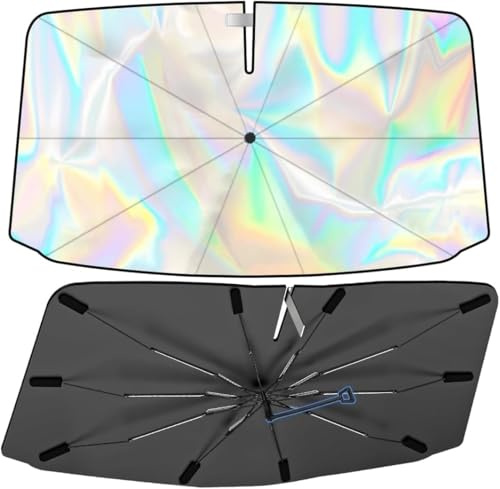 Parasol para coche, 145 x 85 cm, con mango de protección contra arañazos de 360°, protección UV, parasol para parabrisas de coche, para la mayoría de los coches SUV