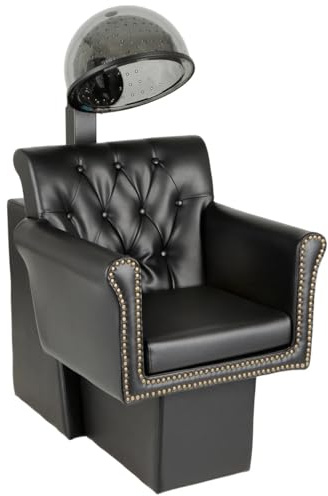 Buy-Rite Chelsea Professional Hair Dryer Chair Combo – 980W Commercial Salon Dryer & Tufted Extra Wide Chair, Nailhead Trim, Adjustable Hood – UL/CSA Approved – Black – NIN-9902DC&HL-1500-BLK